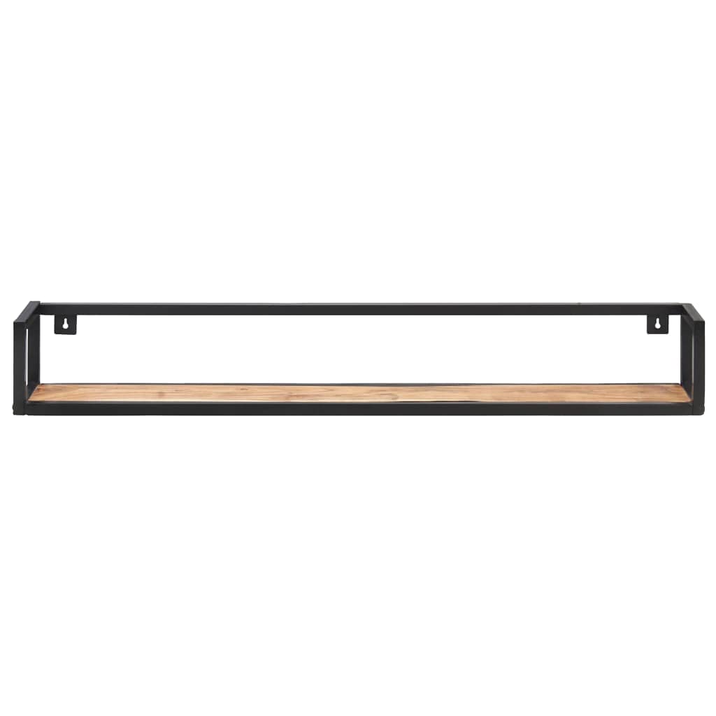 vidaXL Set of 2 Wall Shelves - Solid Acacia Wood - Industrial Design - 47.2&quot; - Sturdy Iron Frame - Easy Assembly - Ample Storage Space