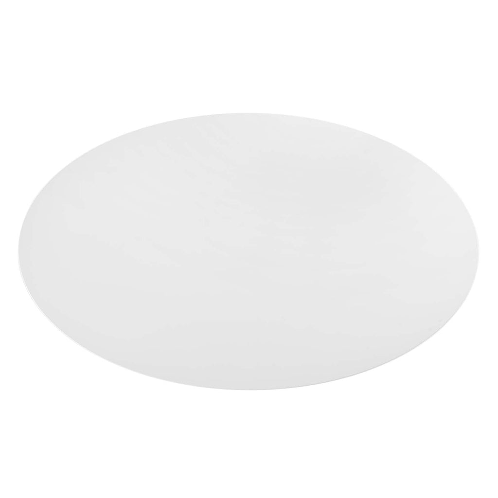 Modway Lippa 78" Oval-Shaped Mid-Century Modern Dining Table With White Wood Top And Black Base