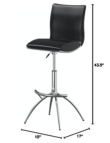 Neos Modern Furniture Set of 2 Height Adjustable Swivel Leatherette Bar Stool with Cushion and Gas Lift, Black