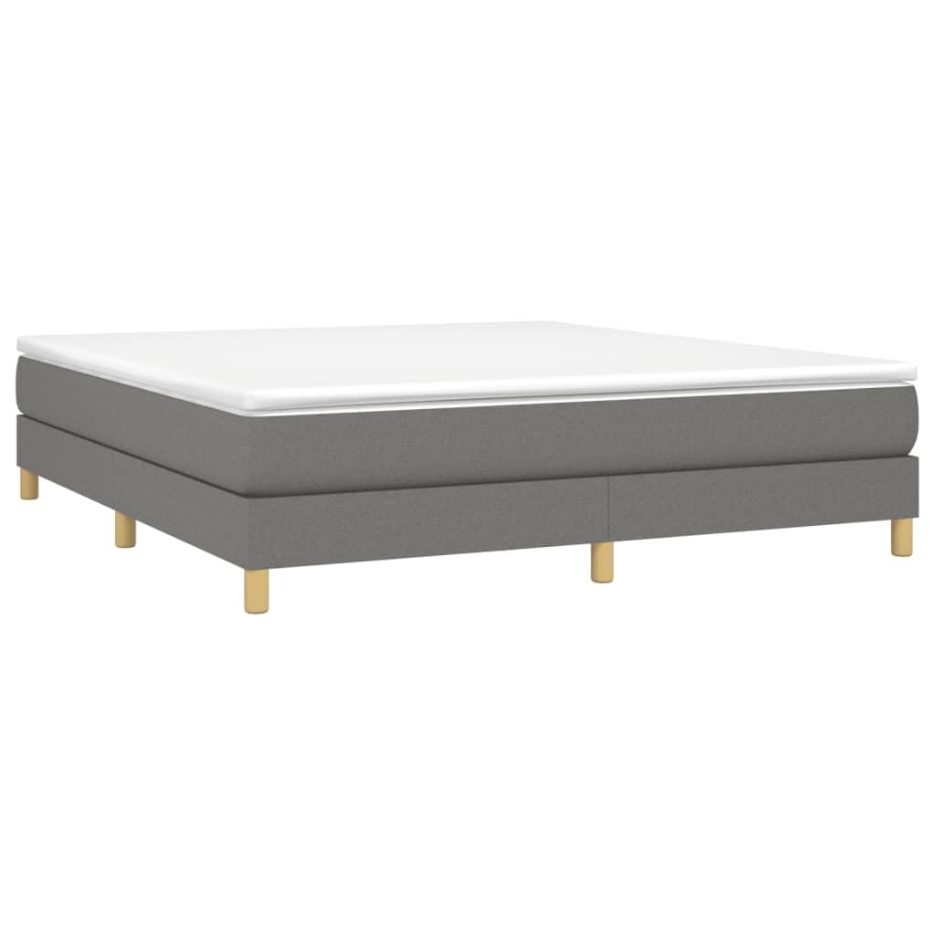 vidaXL California King Fabric Box Spring Bed Frame in Dark Gray, 72&quot;x83.9&quot; - Plywood & Engineered Wood Construction, Modern Design