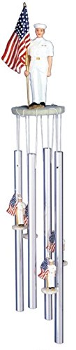 Stealstreet Ss-G-41809, Wind Chime Round Top Navy With Us Flag Hanging Garden Porch Decoration
