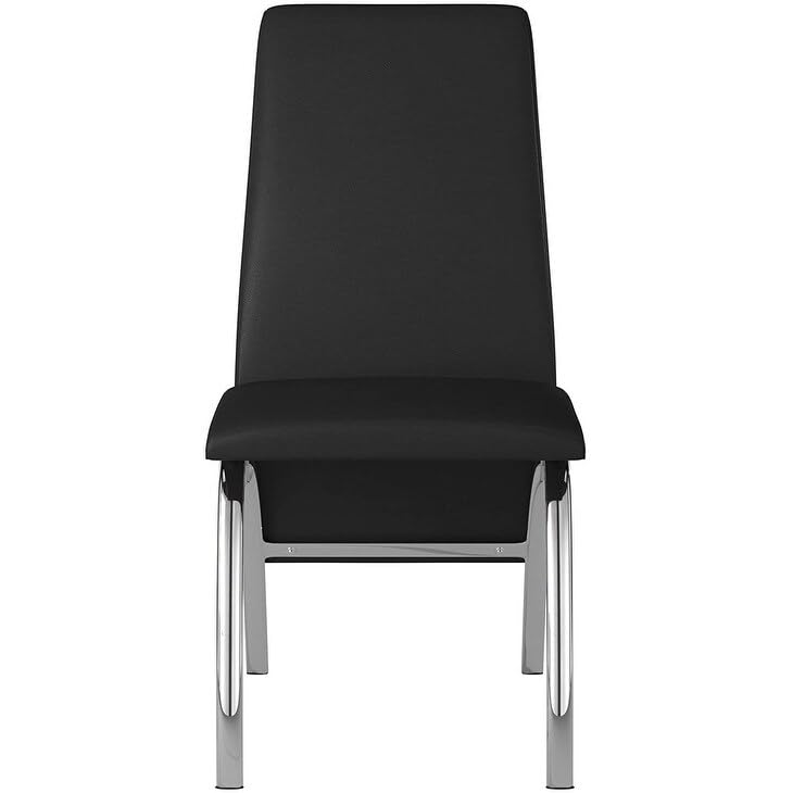 Creative Images Hamil Leatherette Dining Chair with Chrome Legs Set of 2 Black Black Finish