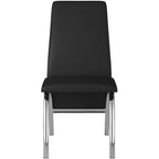 Creative Images Hamil Leatherette Dining Chair with Chrome Legs Set of 2 Black Black Finish