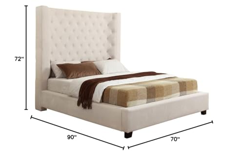 Best Master Furniture Jamie Upholstered Tower Contemporary Bed, Queen, Cream
