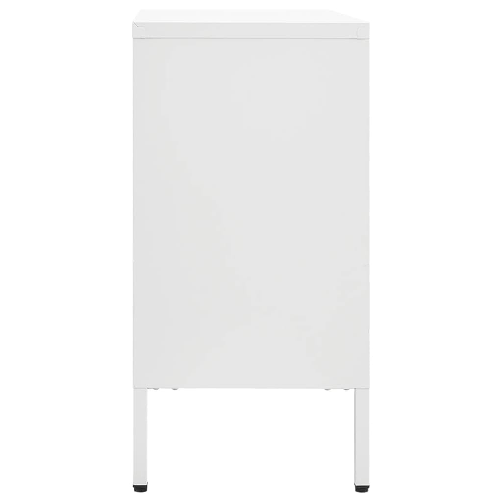 vidaXL Modern Sideboard in White - Durable Steel and Tempered Glass Storage Cabinet with Adjustable Shelves and Drawers