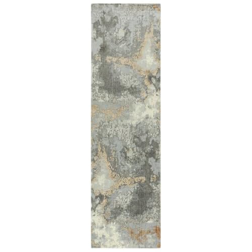 Rizzy Home Alora Decor Radiant 2'6" X 8' Abstract Gray/Ivory/Beige Hybrid Area Rug