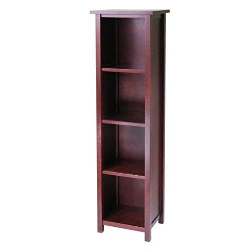 Antique Walnut 5-Tier Storage Shelf | Solid Wood | Versatile & Stylish | Easy Assembly | 16.38" W x 12.99" D x 55.98" H | 29.6 lbs