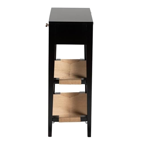 Baxton Studio Freya Modern Bohemian Black Finished Bayur Wood 1-Drawer Console Table Black/bayur Wood