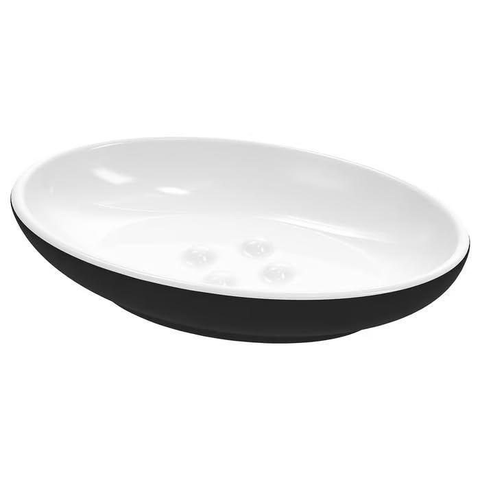EKOLN Soap Dish, Stoneware, 13x9 cm, for Bathroom, Jewellery and Small Items (Dark Grey)