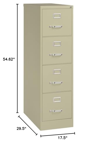 Lorell LLR60193 4-Drawer Vertical File with Lock, 15" x 26-1/2" x 52", Putty