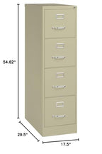 Lorell LLR60193 4-Drawer Vertical File with Lock, 15" x 26-1/2" x 52", Putty