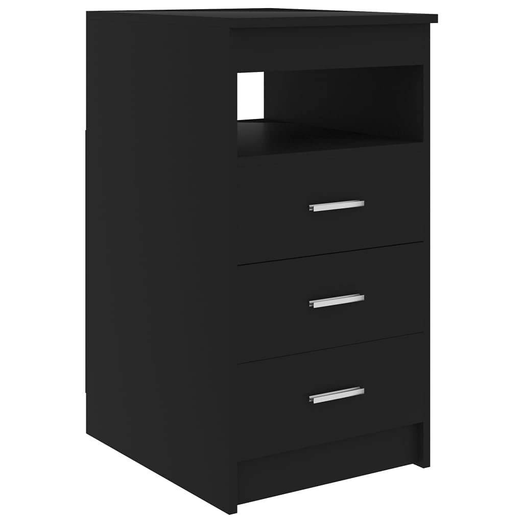 vidaXL Drawer Cabinet Black 15.7&quot;x19.7&quot;x29.9&quot; Chipboard