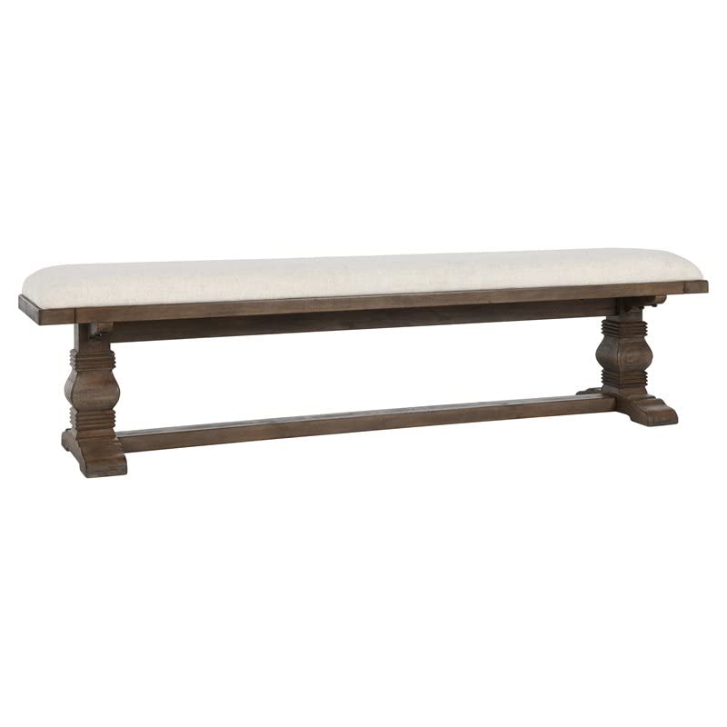 Kosas Home Quincy 71' Solid Pine Wood Upholstered Bench In White