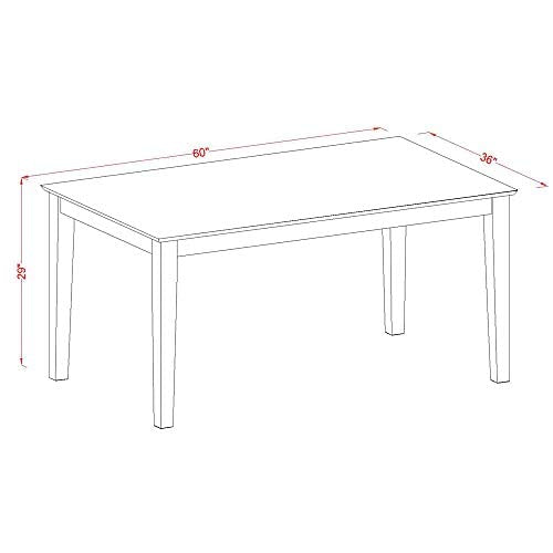 East West Furniture CANO7-OAK-W Capri 7 Piece Set Consist of a Rectangle Kitchen Table and 6 Dining Room Chairs, 36x60 Inch