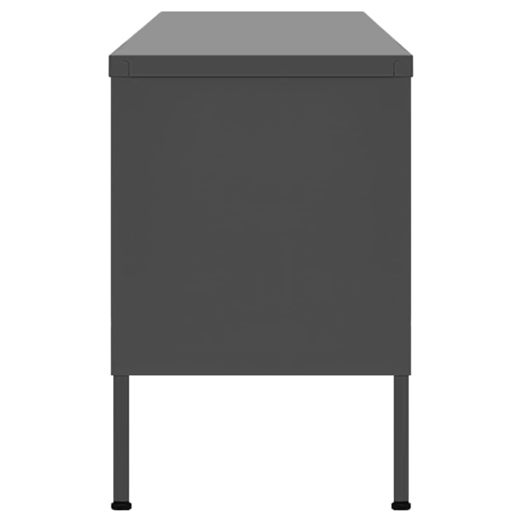 vidaXL Steel Industrial TV Stand - Vibrant Orange, Spacious Storage with Shelf and Mesh Doors, Easy to Clean, Adjustable Levelers, 41.3"x13.8"x19.7"