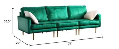 Lilola Home Theo Green Velvet Sofa with Pillows