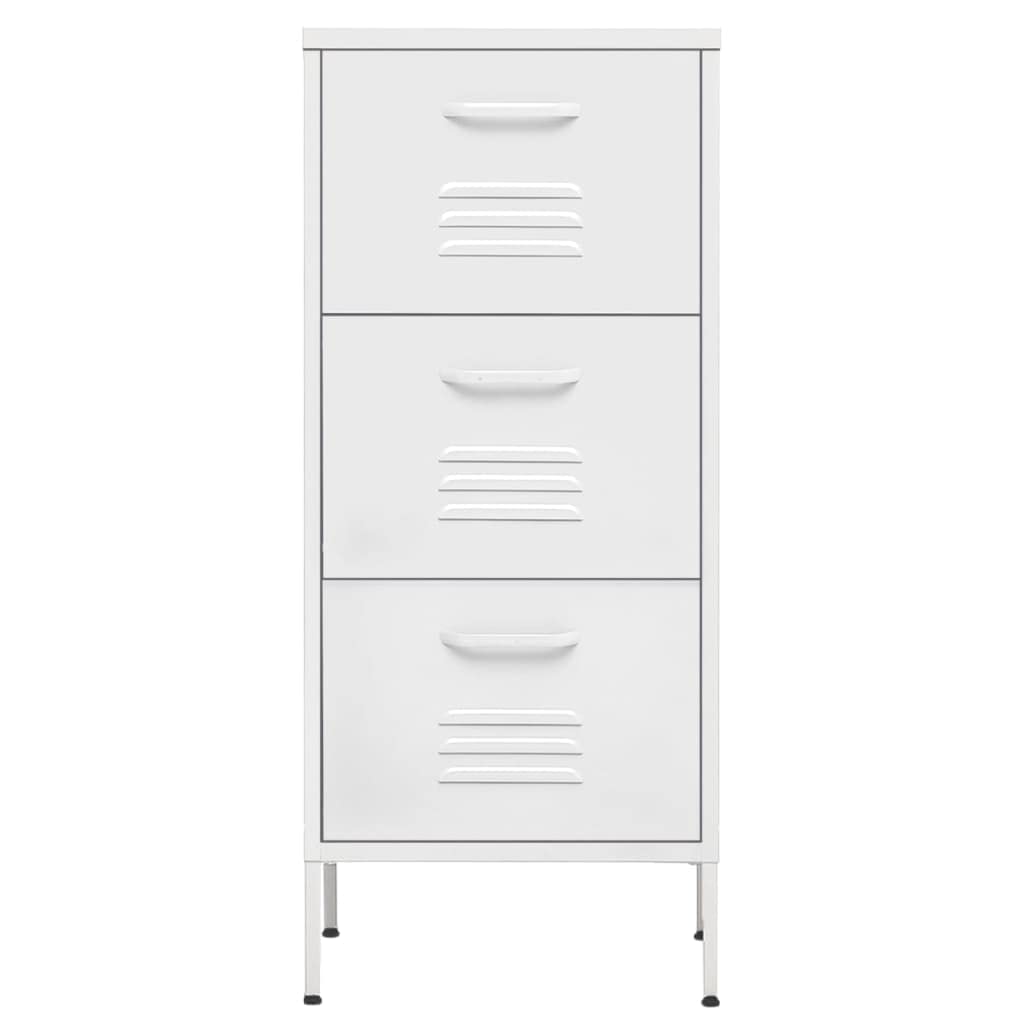 vidaXL White Steel Storage Cabinet - 16.7&quot;x13.8&quot;x40&quot;, Adjustable Height, Spacious Drawers with Ballbearing Runners, Industrial Style