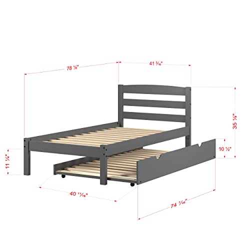 Donco Kids Twin Econo Bed with Trundle Bed Dark Grey Finish