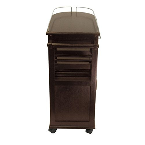 Ergode Wood Jeston Entertainment Cart | Stylish, Elegant, Durable | Ample Surface Space, Storage Drawers, Shelves | Removable Wine Holder | (92235-VV)