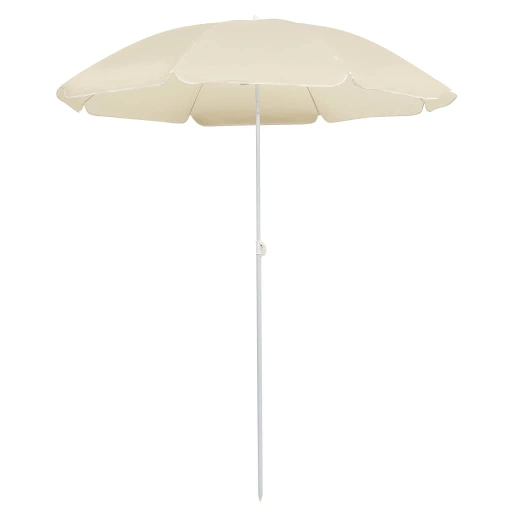 Vidaxl Outdoor Parasol With Steel Pole Garden Patio Balcony Backyard Terrace Beach Umbrella Sunshade Sun Shelter Tilting Canopy Sand