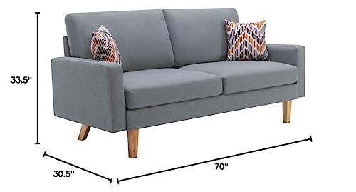 Lilola Home Bahamas Gray Linen Sofa and 2 Chairs with 2 Throw Pillows