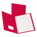 Twin-Pocket Folders With 3 Fasteners, Letter, 1/2' Capacity, Red, 25/Box