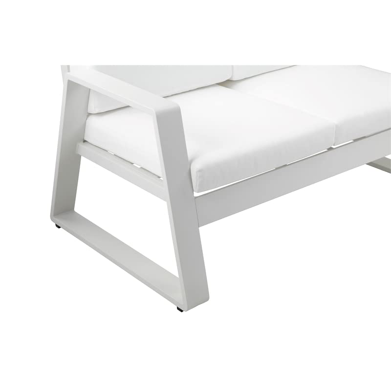 Pangea Home Air 33x57 Two Seater Modern Aluminum Sofa in White Finish