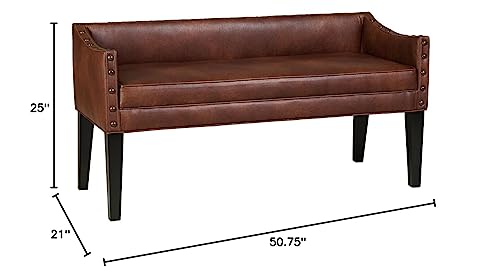 Leffler Home Whitney Transitional Long Upholstered Bench, Brown,Large