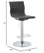 Neos Modern Furniture Adjustable (37" - 45.5") Balck PU Bar Stool with Chrome Leg, Set of 2