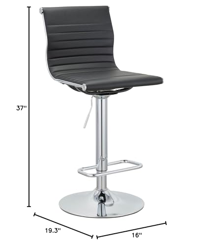Neos Modern Furniture Adjustable (37" - 45.5") Balck PU Bar Stool with Chrome Leg, Set of 2