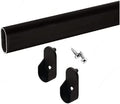 Top Shelf Hardware Oval Closet Rod with End Supports (Black, 24 Wide Space)