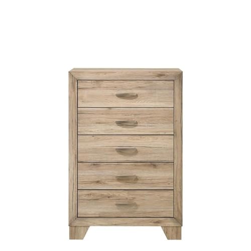 Acme Miquell 5-Drawer Wooden Chest In Natural