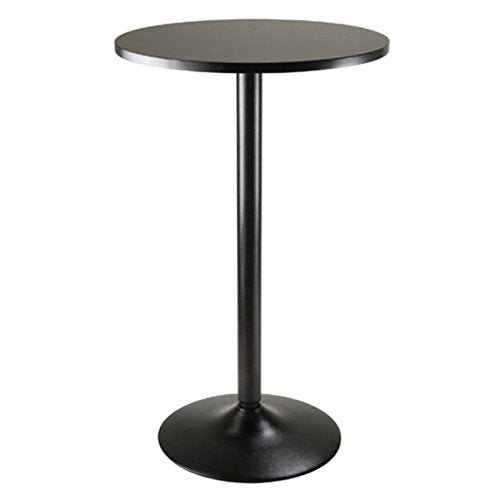 Ergode Obsidian 3-Piece Counter Table Set | Sleek Design | Black Veneer Top | Easy Assembly | 2 Black Square-Leg Stools | (20331-VV)