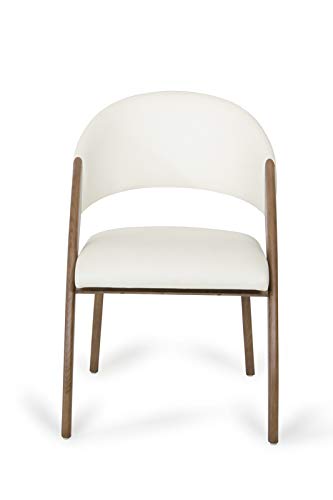 HomeRoots Furniture Kitchen Restaurant Modern Cream and Walnut Dining Chair