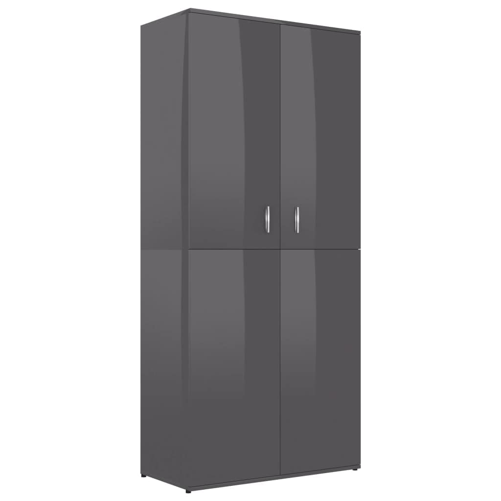 vidaXL Shoe Cabinet, 6-Tier Shoe Organizer with Doors, Hall Cabinet, Hidden Shoe Storage for Entryway Closet Bedroom, High Gloss Gray Engineered Wood