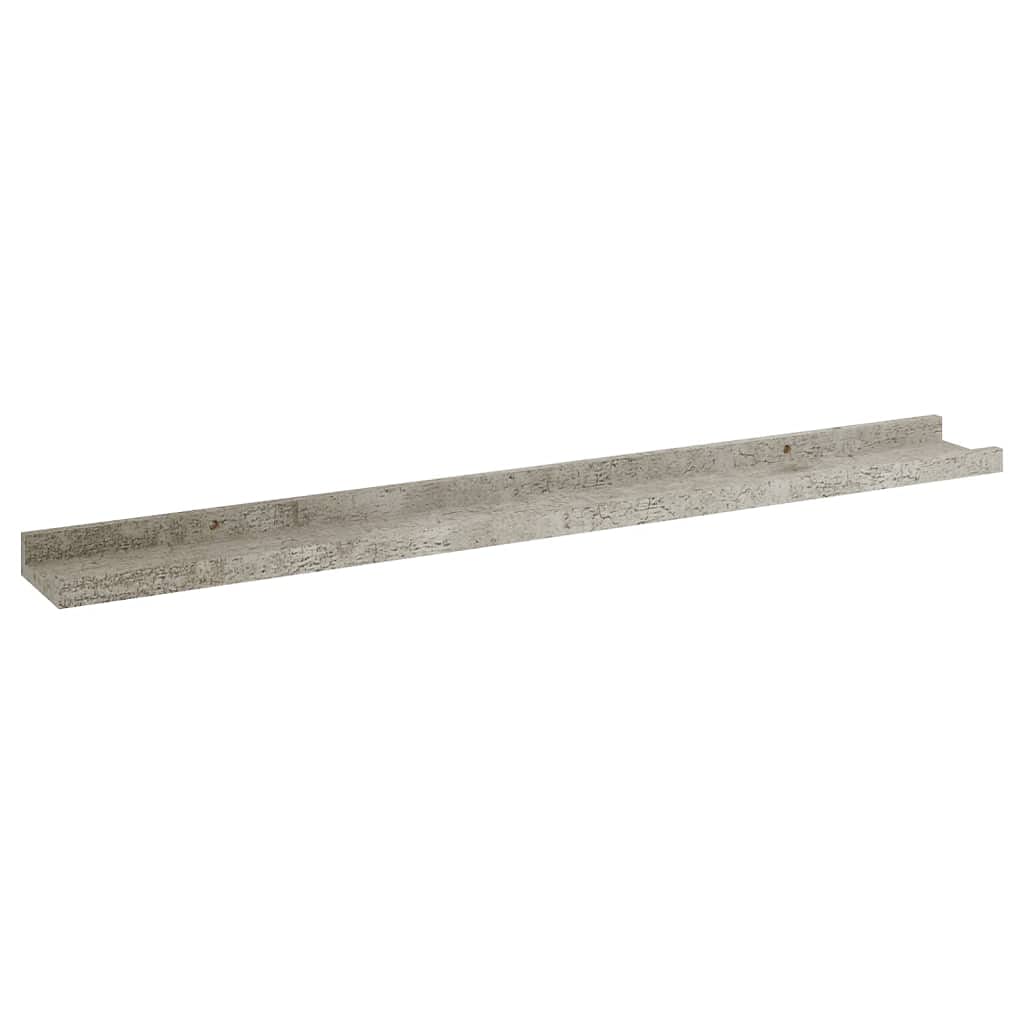 vidaXL MDF Contemporary Wall Shelves - Set of 2, Concrete Gray, 31.5&quot;x3.5&quot;x1.2&quot;, Easy to Assemble and Clean