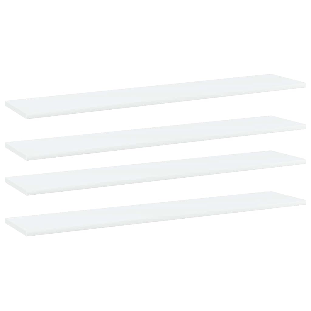 vidaXL Modern Bookshelf Boards in White - Set of 4 - Engineered Wood Material - Easy to Clean - Perfect for Additional Storage Space