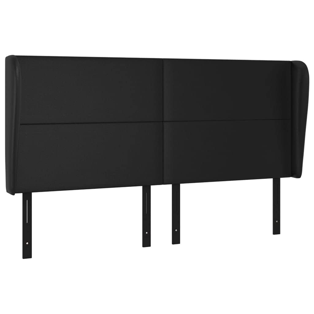 Vidaxl Headboard With Ears Home Indoor Bed Accessory Bedroom Upholstered Headboard Bed Header Furniture Black 72"X9.1"X46.5"/50.4" Faux Leather