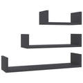 vidaXL Wall Shelves 3 Pcs, Floating Shelves, Display Shelves, Wall Mounted Shelves for Book DVD Photo Frame Trophy Display, Modern, Gray