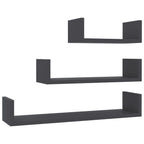 vidaXL Wall Shelves 3 Pcs, Floating Shelves, Display Shelves, Wall Mounted Shelves for Book DVD Photo Frame Trophy Display, Modern, Gray