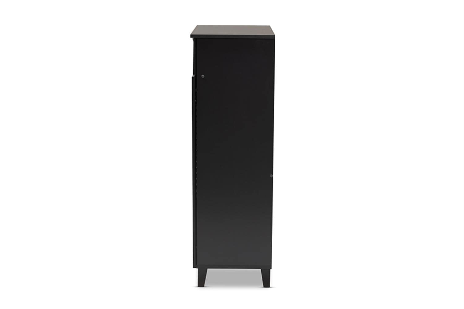 Baxton Studio Coolidge Modern and Contemporary Dark Grey Finished 5-Shelf Wood Shoe Storage Cabinet with Drawer