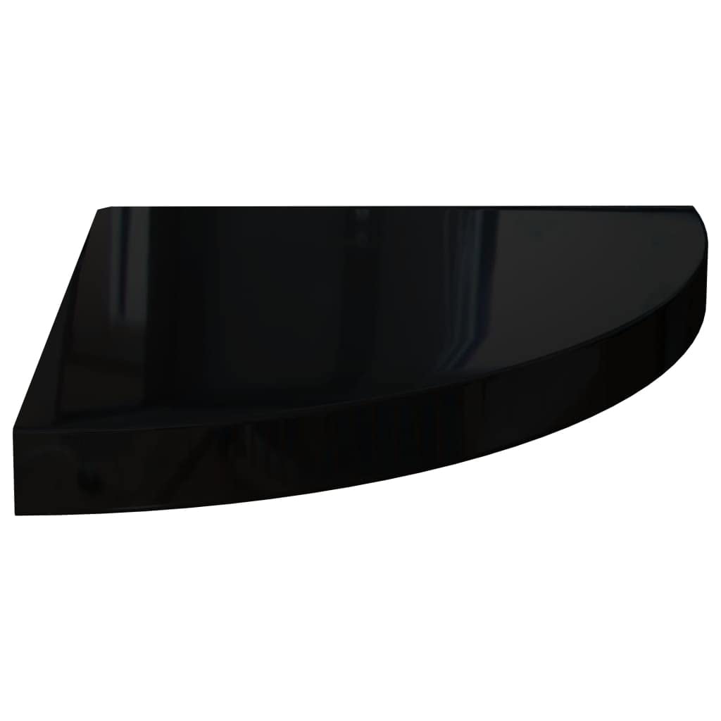 Vidaxl Floating Corner Shelves 2 Pcs High Gloss Black 13.8''X13.8''X1.5'' Mdf