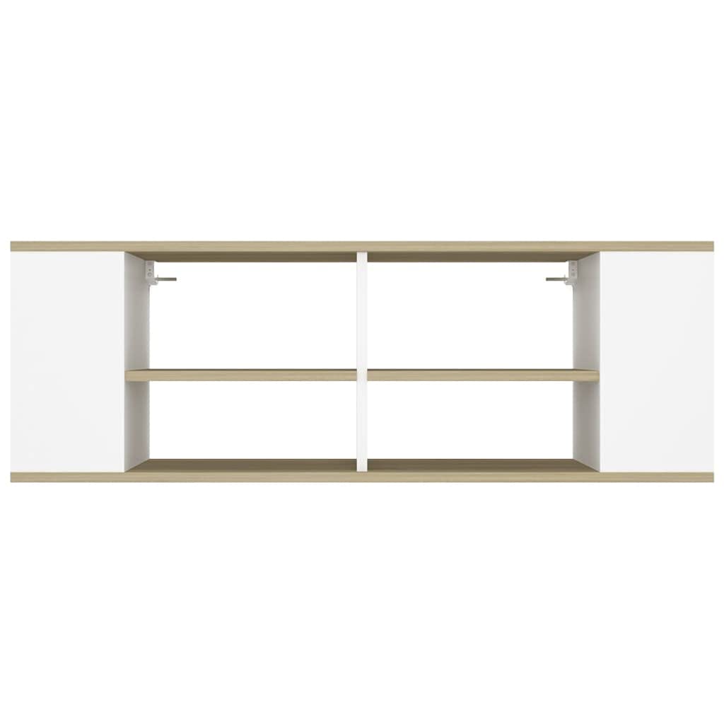 806243 vidaXL Wall-Mounted TV Cabinet White&Sonoma Oak 40.2&quot;x14&quot;x14&quot; Chipboard