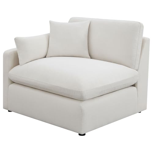 Coaster Contemporary Fabric Sloped Track Arms LAF Chair in Ivory