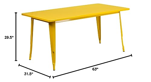 Flash Furniture Charis Commercial Grade 31.5" x 63" Rectangular Yellow Metal Indoor-Outdoor Table