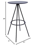 Neos Modern Furniture Metal Legs Bar Table, Black