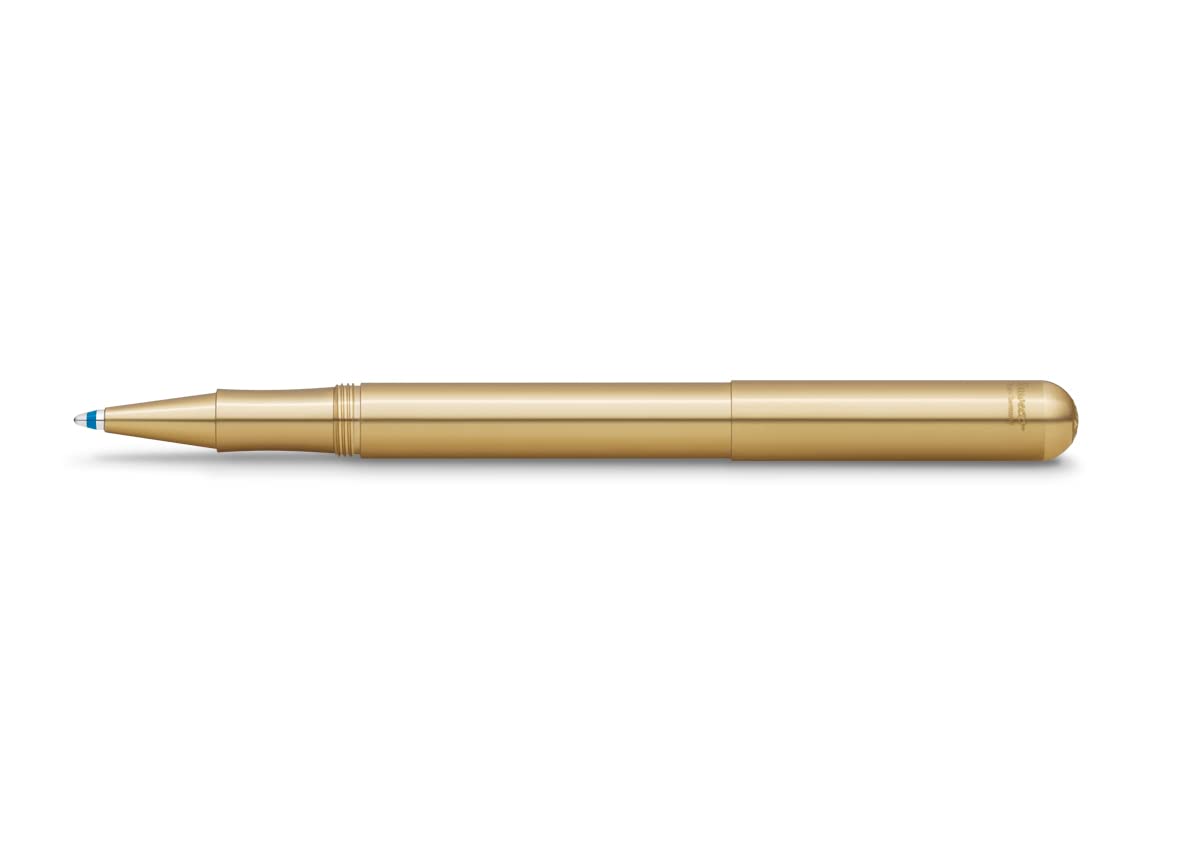 Kaweco Liliput Ball Pen Brass With Cap I Retractable Ballpoint Pen With Standard D1 Refills In A Tin Box I Metal Ball Pen 13 Cm