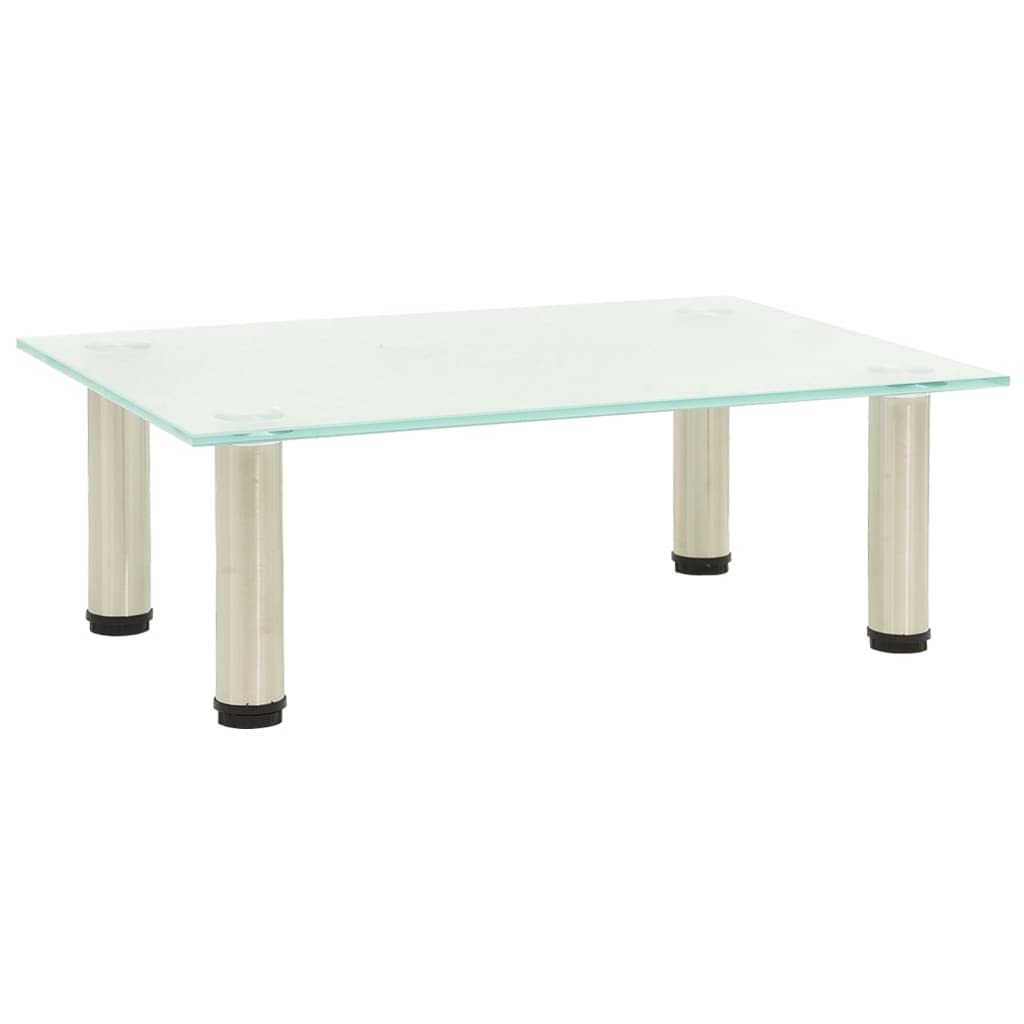 Vidaxl Contemporary Frosted Tempered Glass Tv Stand - 40X35X17 Cm Stainless Steel Entertainment Unit For Living Room And Bedroom