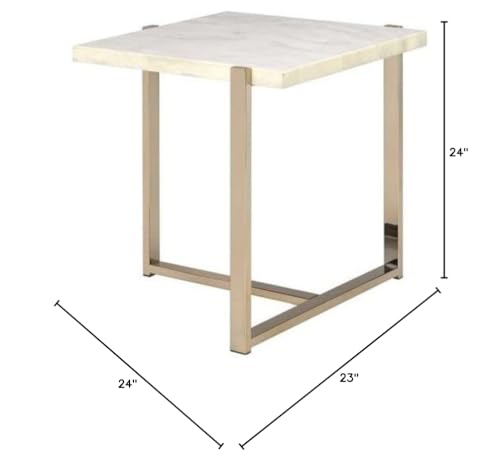 ACME Furniture Feit End Table, Faux Marble & Champagne