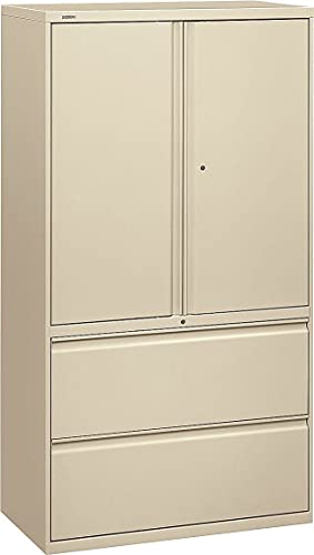 Hon 800 Series Wide Lateral File With Storage Cabinet, Putty